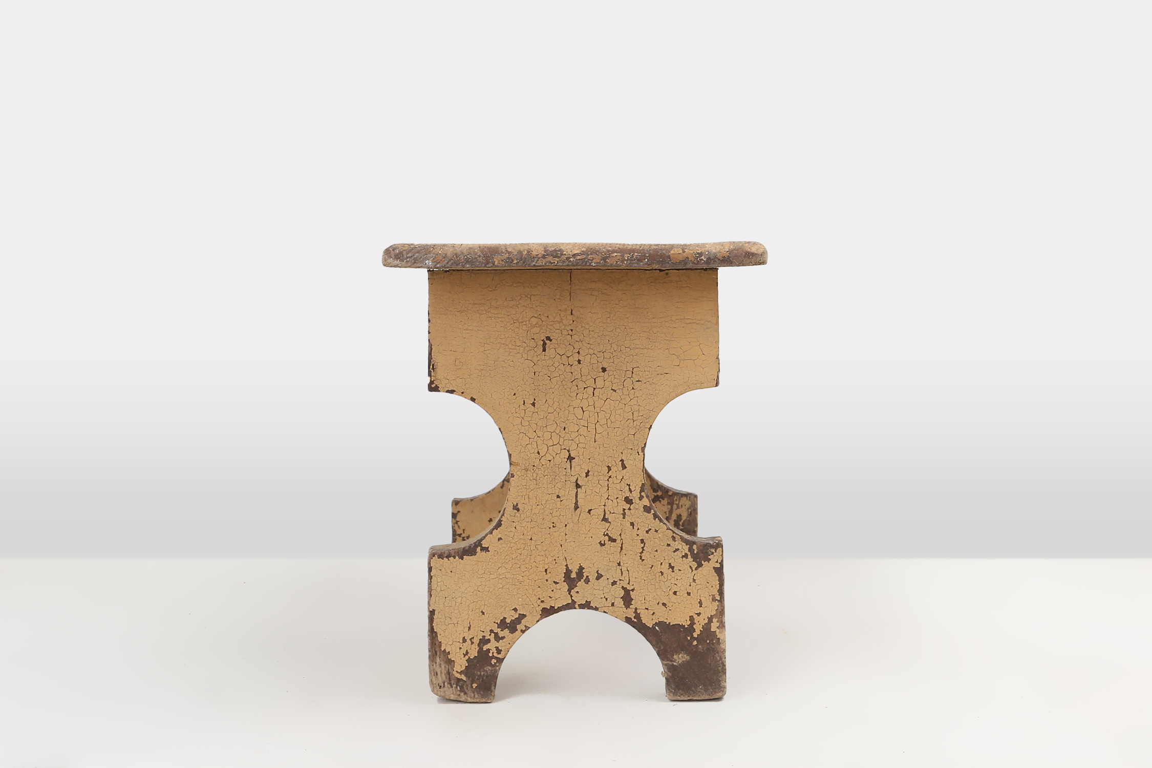 Beautiful shaped rustig low stool in painted wood, France ca. 1900thumbnail